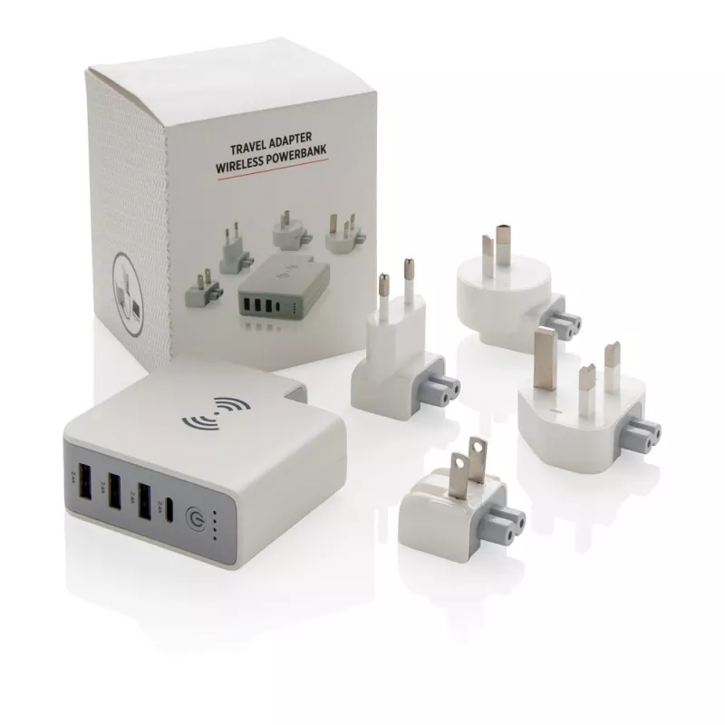 Adapter podróżny, bezprzewodowy power bank 6700 mAh - biały (P820.551)