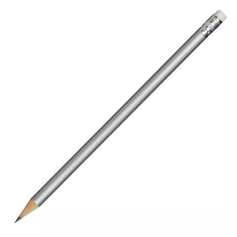 Ołówek drewniany z gumką - srebrny (R73771.01)