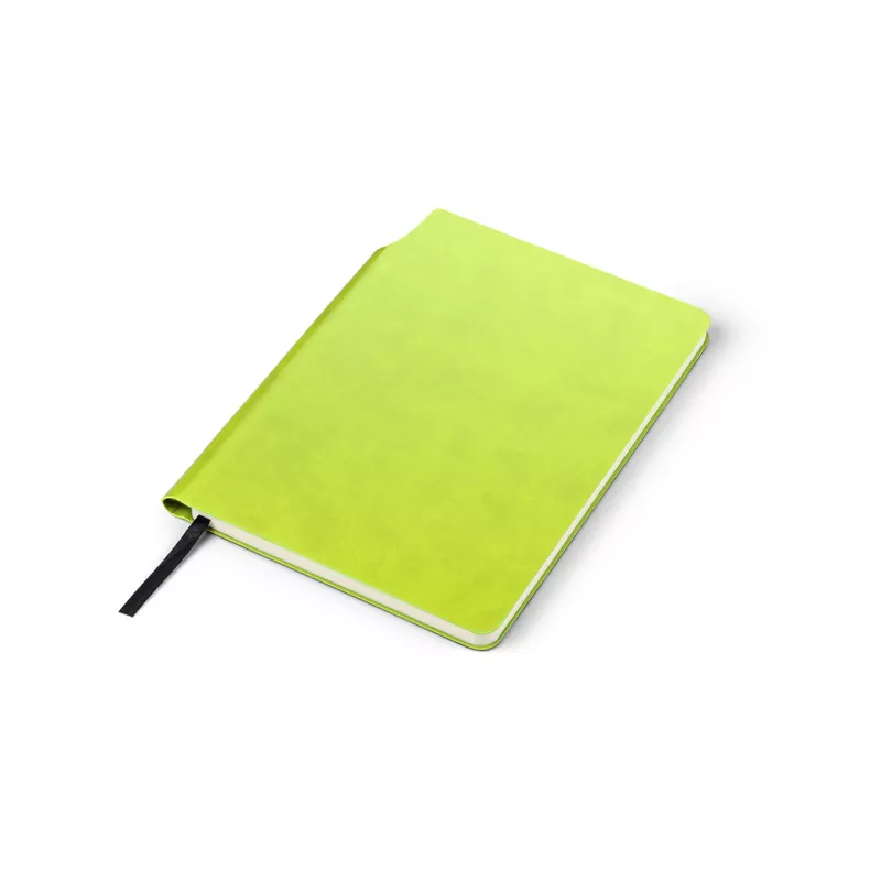 Zielony notes moli A5 w miękkiej okładce z miejscem na długopis