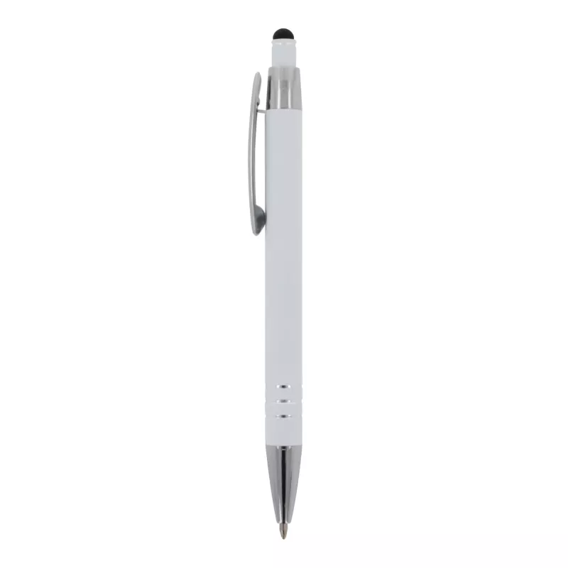 Długopis metalowy gumowany z touch penem Athens - biały (LT87781-N0001)