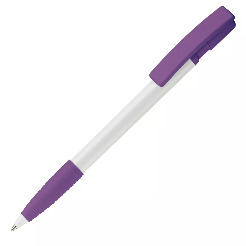 Długopis plastikowy Nash Grip - biało / purpurowy (LT80801-N0172)