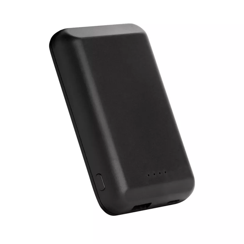 Magnetyczny, bezprzewodowy power bank 5000 mAh, 5W - czarny (P322.281)