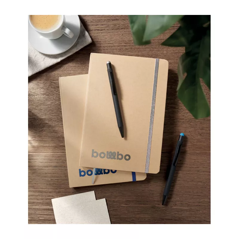 Notes A5 w okładce z kartonu 80 kartek w linię ROUTE - Srebrny (MO2580-14)