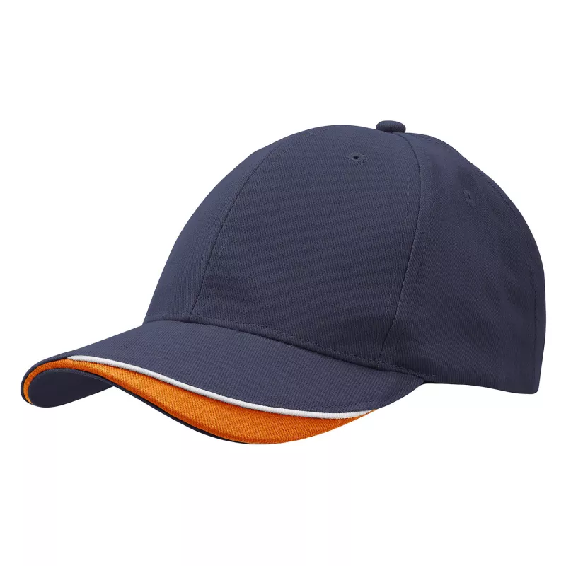 Czapka baseballowa z bawełny 270 g/m² z wstawką na daszku #4167 - Granatowo-pomarańczowa (HW-4167-NAVY/ORANGE)