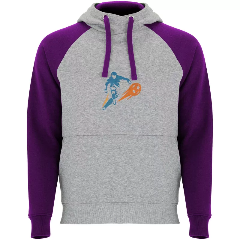 Badet dziecięca dwukolorowa bluza z kapturem - Fioletowy-Szary melanż (K1058-H_GREY-PURPLE)