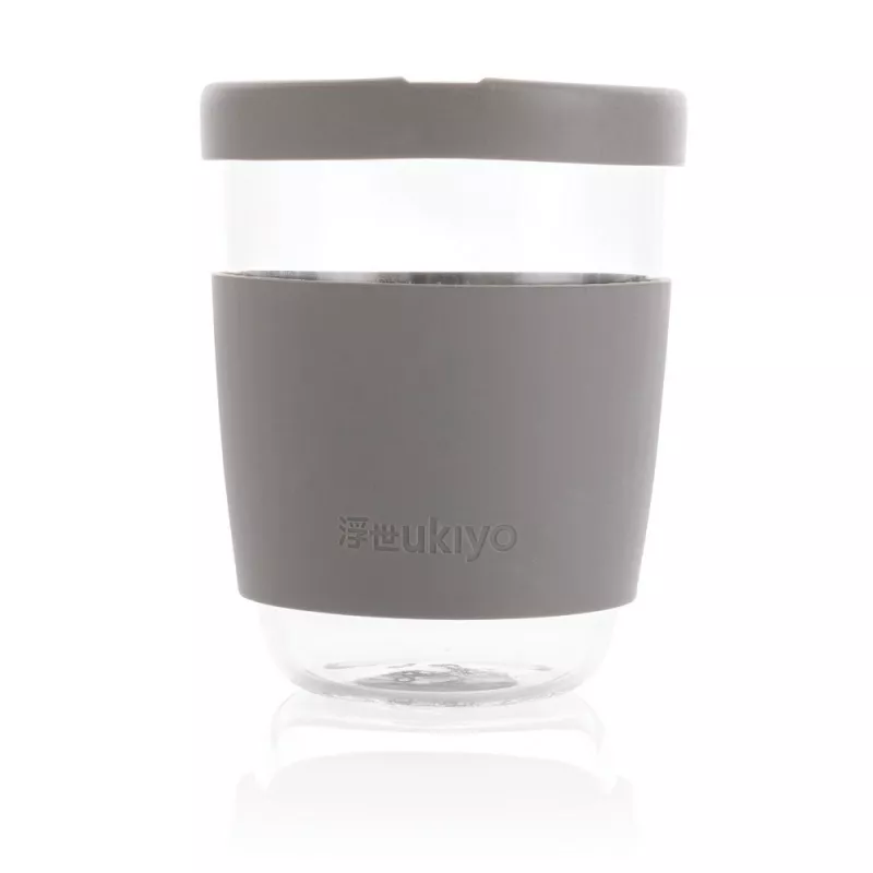 Szklany kubek podróżny Ukiyo 360 ml - szary (P432.702)