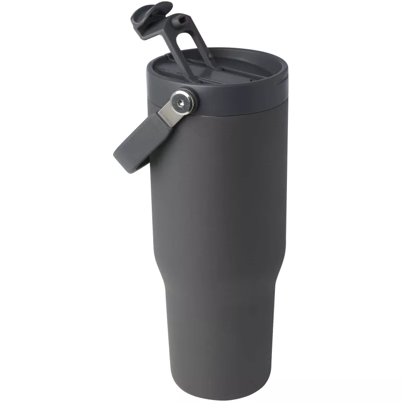 Kubek Bronx o pojemności 900 ml, z izolacją próżniową, wykonany ze recyklingowanej stali nierdzewnej z certyfikatem RCS i z miedzi, z wielofukncyjną zakrętką - Szary (10086482)