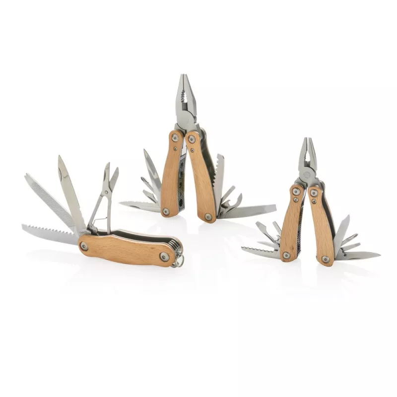 Mini narzędzie wielofunkcyjne, 12 el. - brązowy (P221.379)