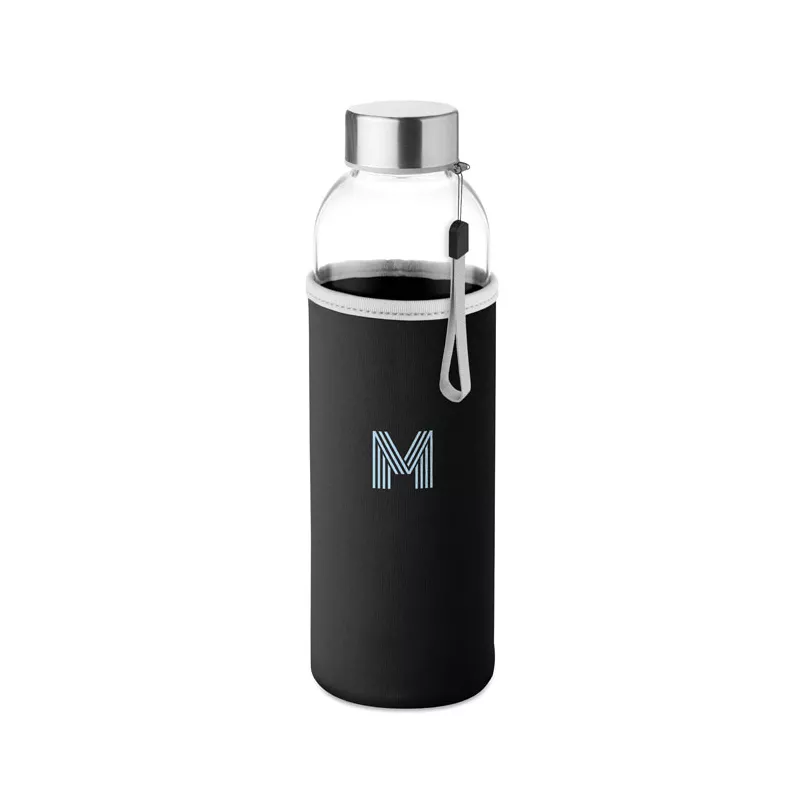 Butelka szklana 500 ml w neoprenowym etui UTAH GLASS - Czarny (MO9358-03)