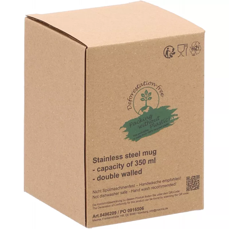 Kubek termiczny 350 ml z powłoką z recyklingu METODY - fioletowy (8496212)