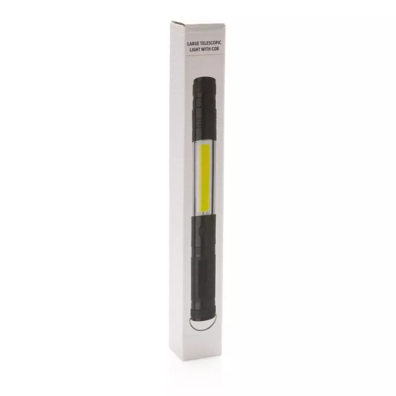 Teleskopowa latarka COB - czarny (P513.891)