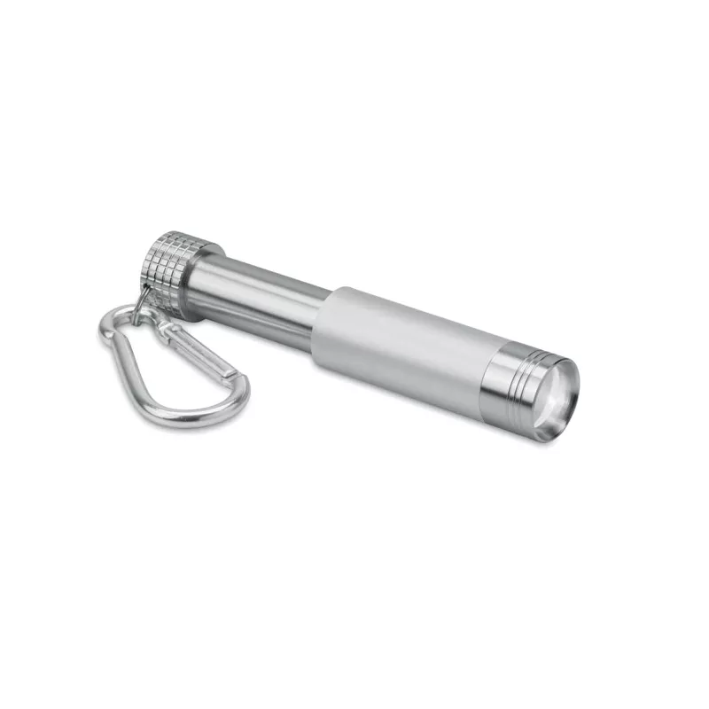 Brelok z mini latarką LED aluminiowy POP LIGHT - Srebrny (MO9381-14)