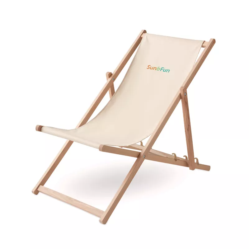Leżak plażowy drewniany składany HONOPU - Bezowy (MO6503-13)