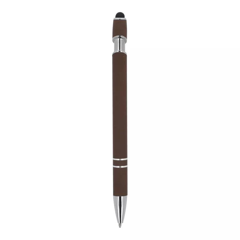 Długopis metalowy gumowany z touch-penem Paris  - ciemnobrązowy (LT87782-N0050)