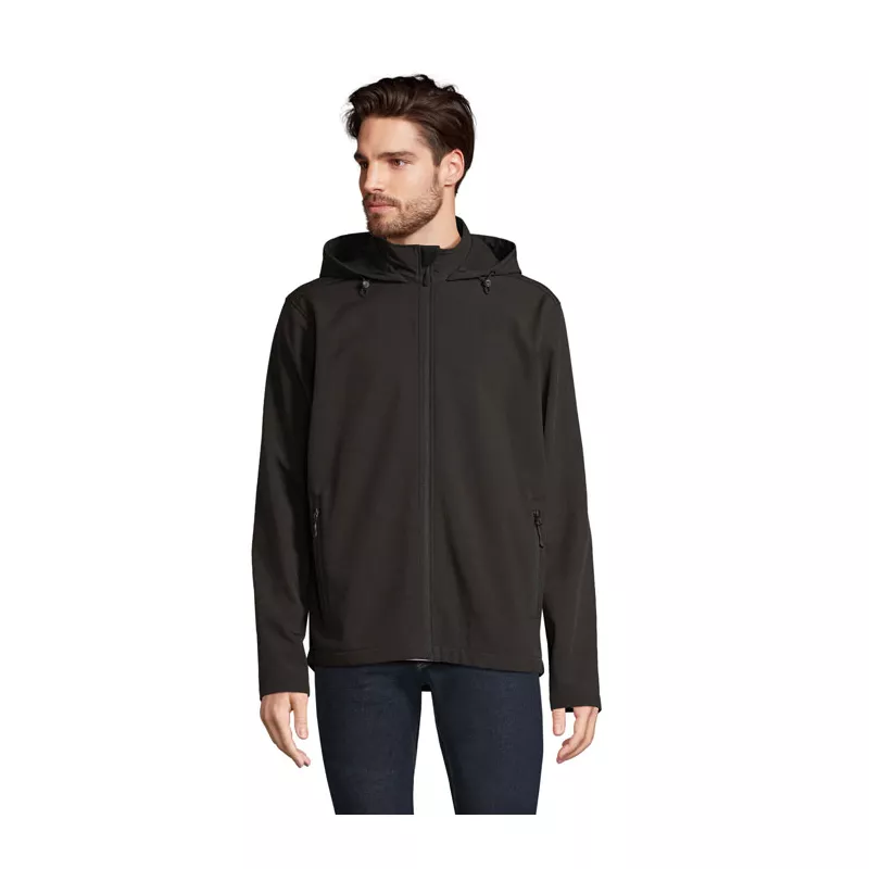 Softshell męski z kapturem Sol's RACE HOODED MEN - Czarny (S04447-BK)