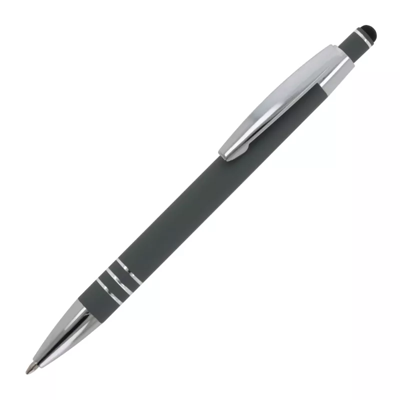 Długopis metalowy gumowany z touch penem Athens - szary (LT87781-N0061)