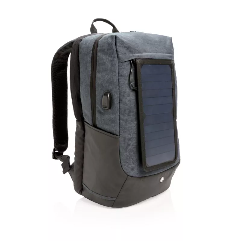 Plecak na laptopa 15,6", ładowarka słoneczna 7W Swiss Peak Eclipse - czarny (P762.120)