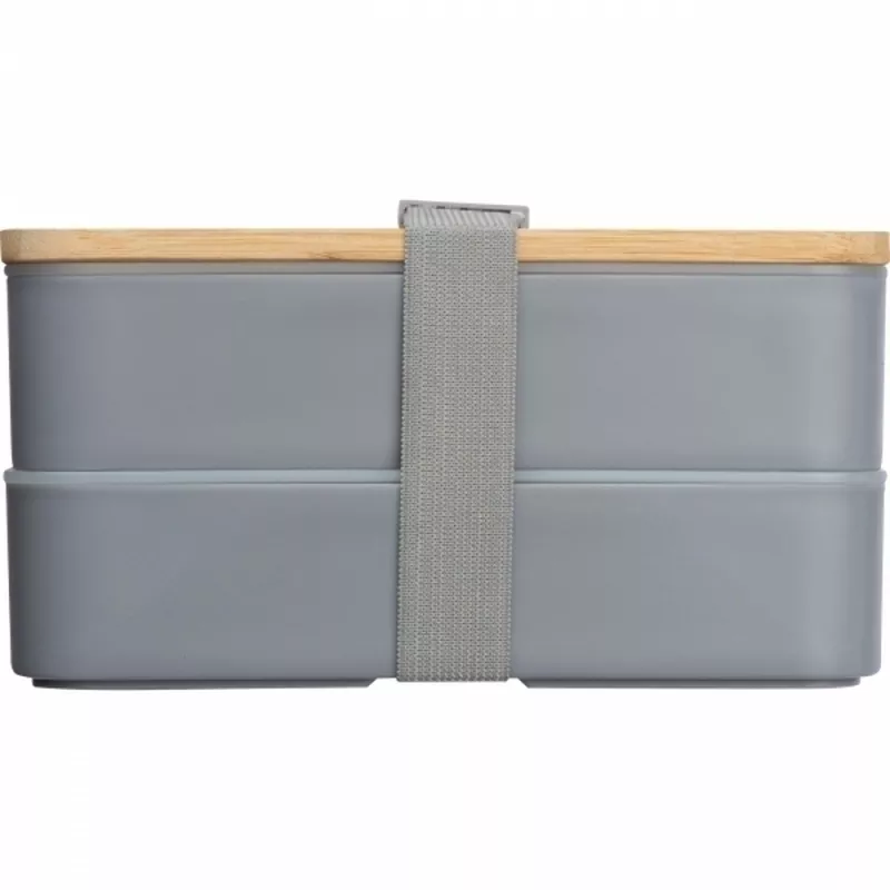 Lunch box 2x600 ml ze sztućcami PESCARA - szary (253107)