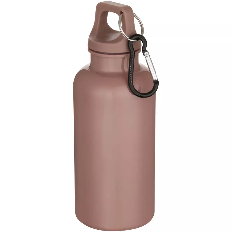 Oregon butelka na wodę o pojemności 400 ml z w jednolitym kolorze z karabińczykiem, wykonana z tworzyw sztucznych pochodzących z recyklingu z certyfikatem RCS  - Dusty Pink (10086340)