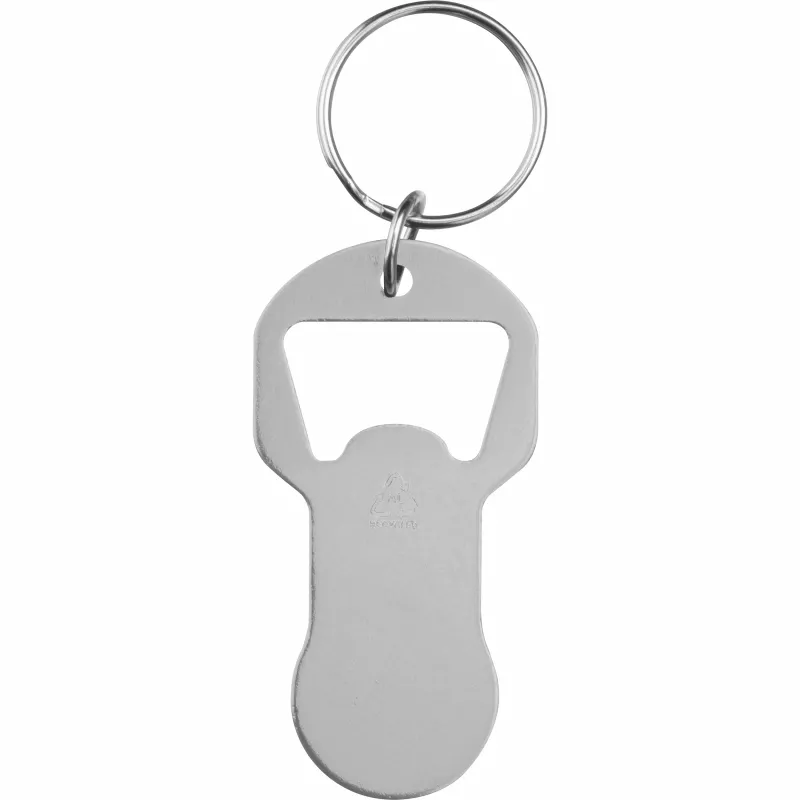 Brelok z otwieraczem do butelek i żetonem do wózka z aluminium z recyklingu OLIWIER - mid blue (9544507)