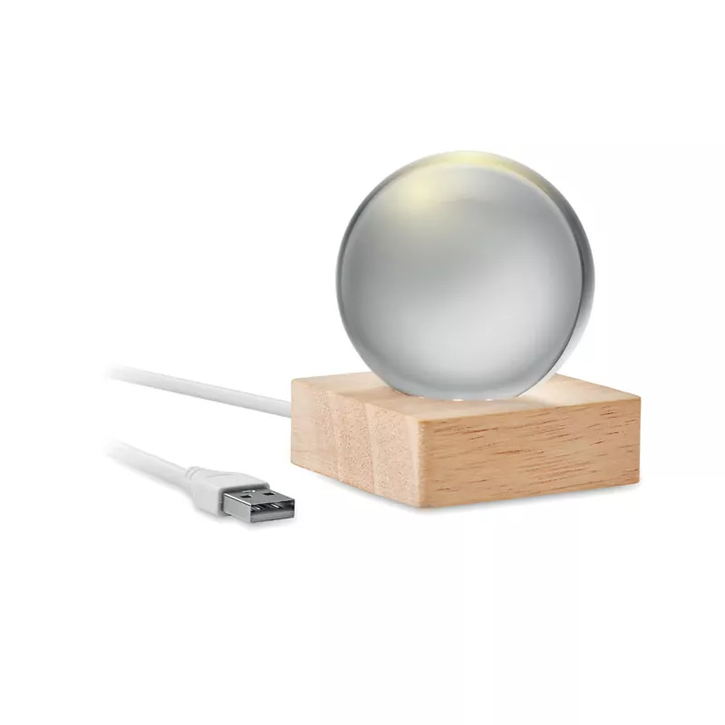 Kula szklana LED na drewnianej podstawie LIGHT - Drewna (MO2689-40)