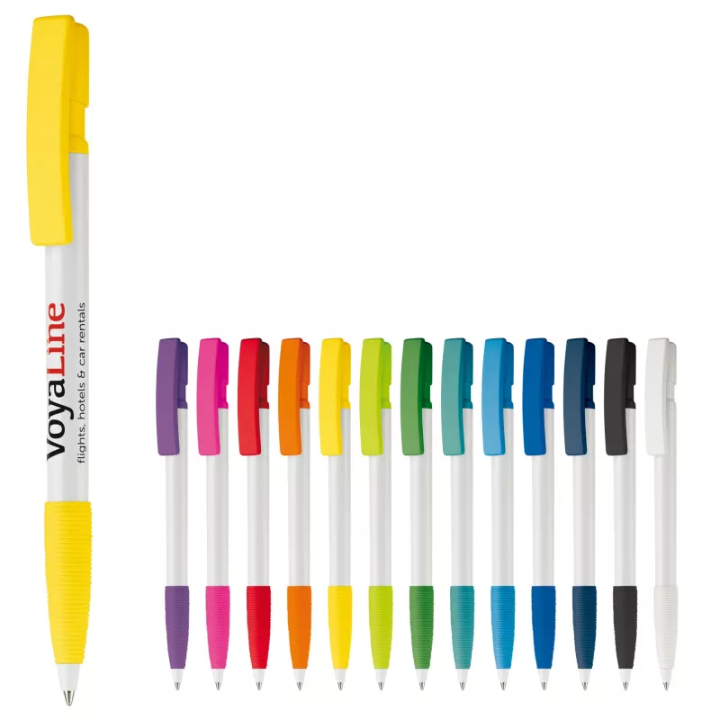 Długopis plastikowy Nash Grip - biało / czarny (LT80801-N0102)