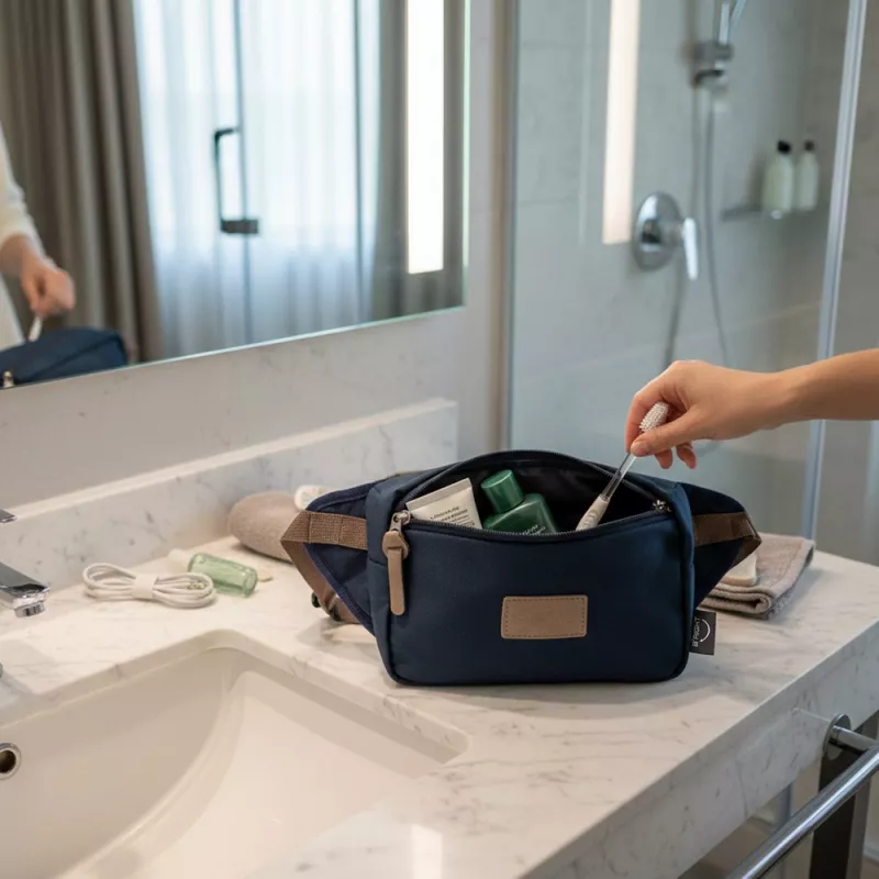 Saszetka zapinana w pasie RPET B'RIGHT | Roudeline - granatowy (V0046-04)