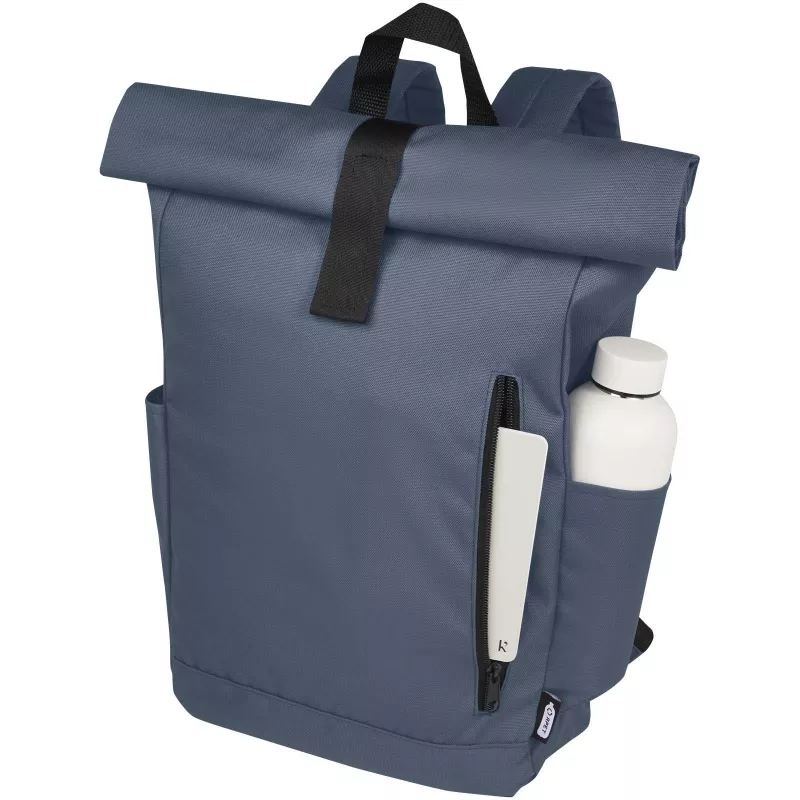 Byron plecak na laptopa 15,6 cala z tworzywa RPET z certyfikatem GRS z zawijanym zamknięciem, 18 l - Hale Blue (12065991)