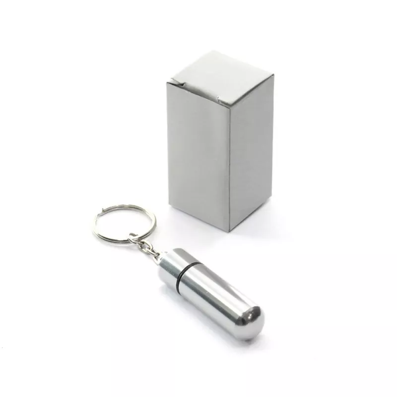 Brelok do kluczy z pojemnikiem na tabletki - srebrny (V4916-32)