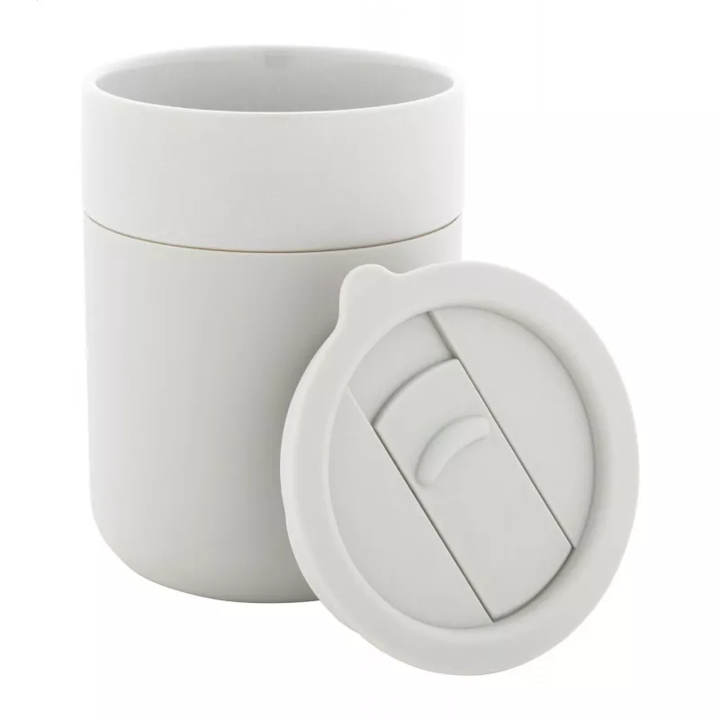 Ceramiczny kubek podróżny pokryty silikonem Liberica 300 ml - szary (AP800549-77)