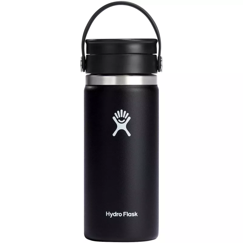 Kubek termiczny Hydro Flask Wide Mouth 473 ml ze stali nierdzewnej, z izolacją termiczną i pokrywką Flex Sip™ - Czarny (10098890)