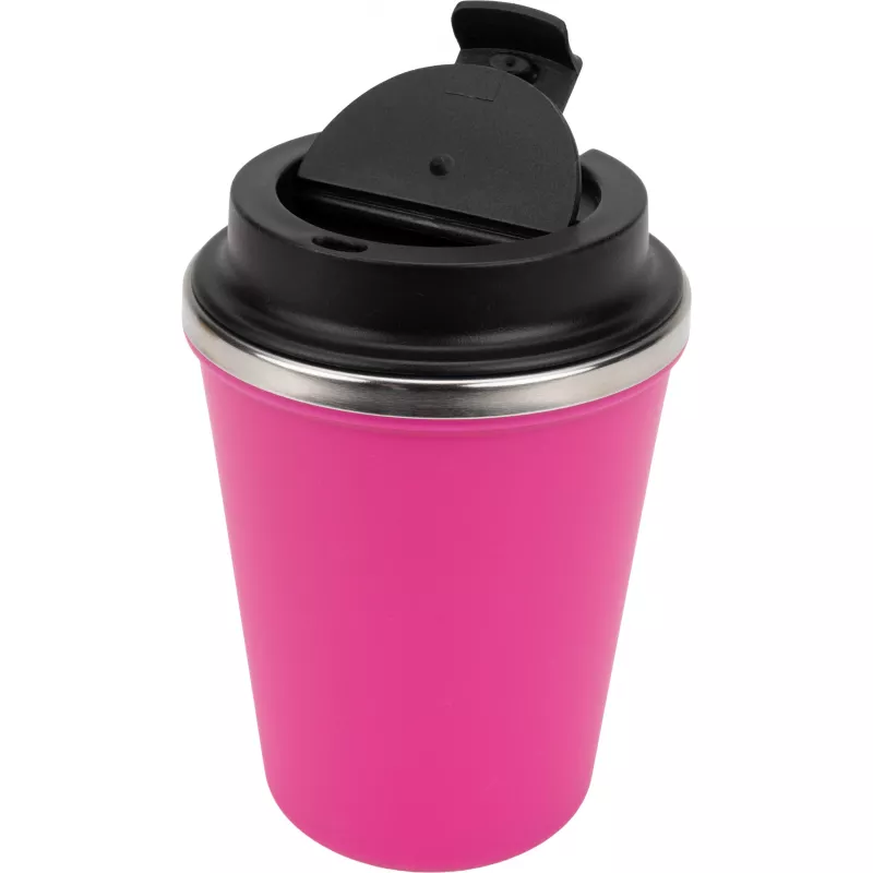 Kubek termiczny 350 ml z powłoką z recyklingu METODY - różowy (8496211)