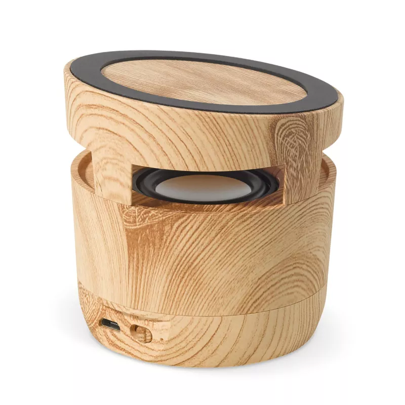 Głośnik o wyglądzie drewna 3W i ładowarka bezprzewodowa 5W - drewniany  / jasny (LT95093-N9393)