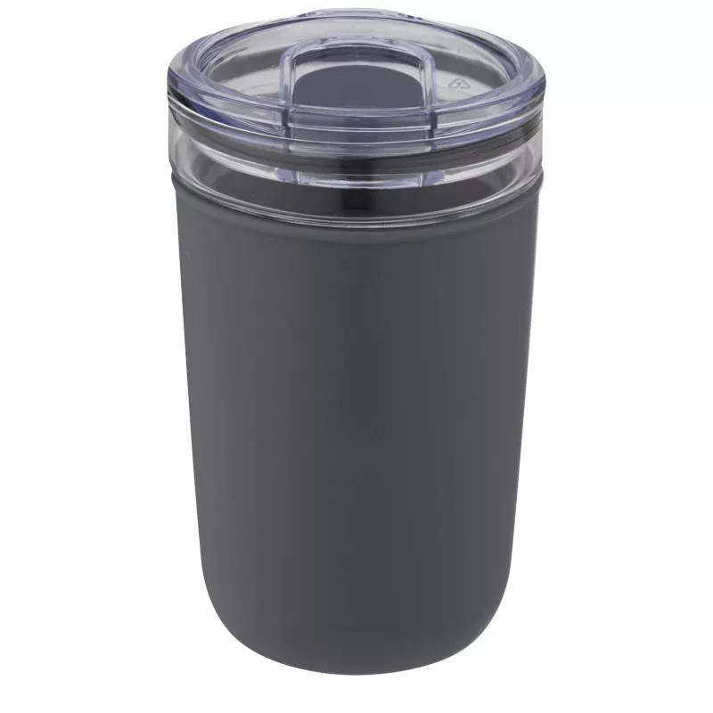 Szklany kubek Bello o pojemności 420 ml z zewnętrzną ścianką z plastiku z recyklingu - Szary (10067582)