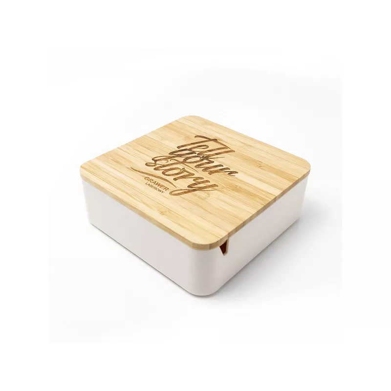 Pudełko z bambusową pokrywką i dużym lusterkiem Vanity - brązowy (R73534.10)