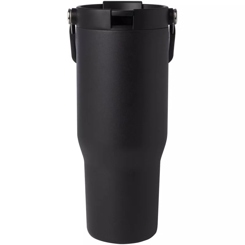 Kubek Bronx o pojemności 900 ml, z izolacją próżniową, wykonany ze recyklingowanej stali nierdzewnej z certyfikatem RCS i z miedzi, z wielofukncyjną zakrętką - Czarny (10086490)