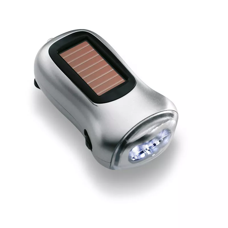Latarka solarna z dynamem 40 mAh DYNASOL - Srebrny Mat (KC7130-16)