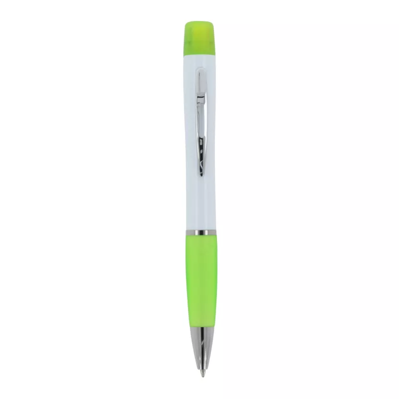 Długopis Hawaii z trójkolorowym zakreślaczem - biało / jasnozielony (LT81253-N0132)
