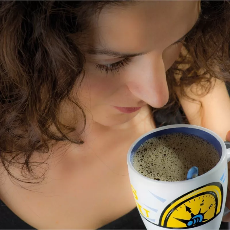 Kubek ceramiczny z łyżeczką 250 ml ARMANDO - niebieski (8509504)