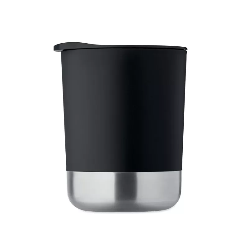 Kubek z PP z przesuwaną pokrywką 300 ml BEAKER - Czarny (MO2772-03)