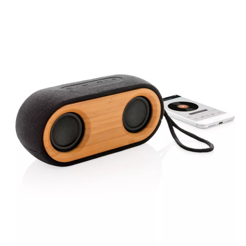 Podwójny głośnik bezprzewodowy 10W Bamboo X - czarny, brązowy (P328.119)