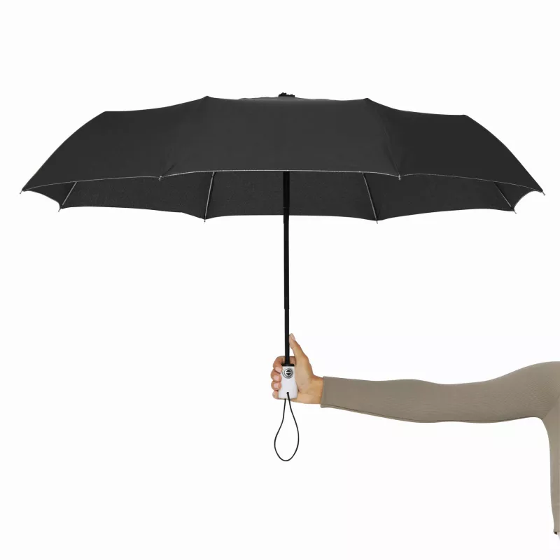 Automatycznie otwierany i składany, wiatroodporny parasol kieszonkowy - biały, czarny (56-0101252)