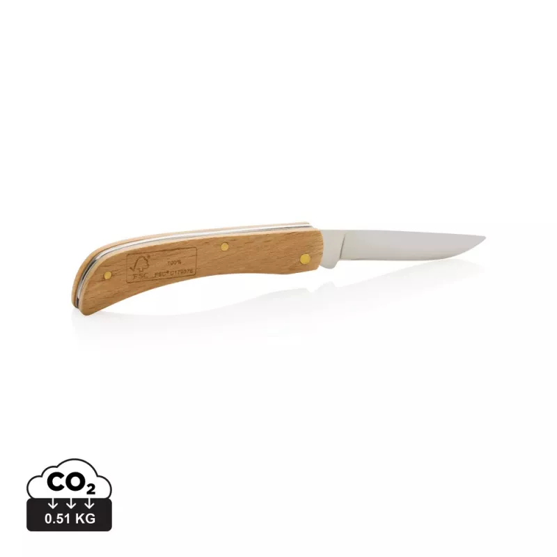 Drewniany nóż składany, scyzoryk - brązowy (P414.009)