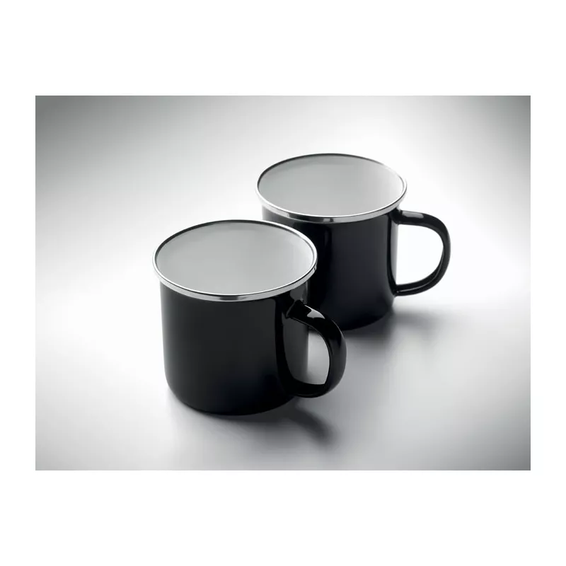 Zestaw koc polarowy i 2 kubki 350 ml AGRADABLE - Czarny (MO3207-03)