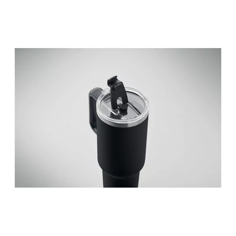 Kubek termiczny stalowy ze słomką 1200 ml SUMA - Czarny (MO2327-03)