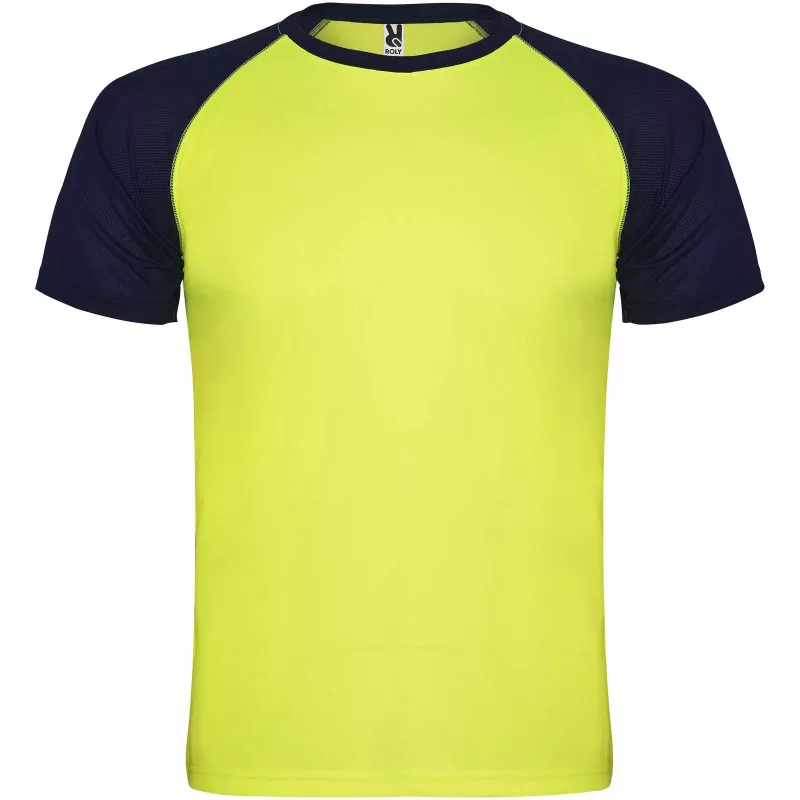 Indianapolis sportowa koszulka dziecięca z krótkim rękawem - Fluor Yellow-Navy Blue (K6650-FLYELLOW-NAVYBLUE)