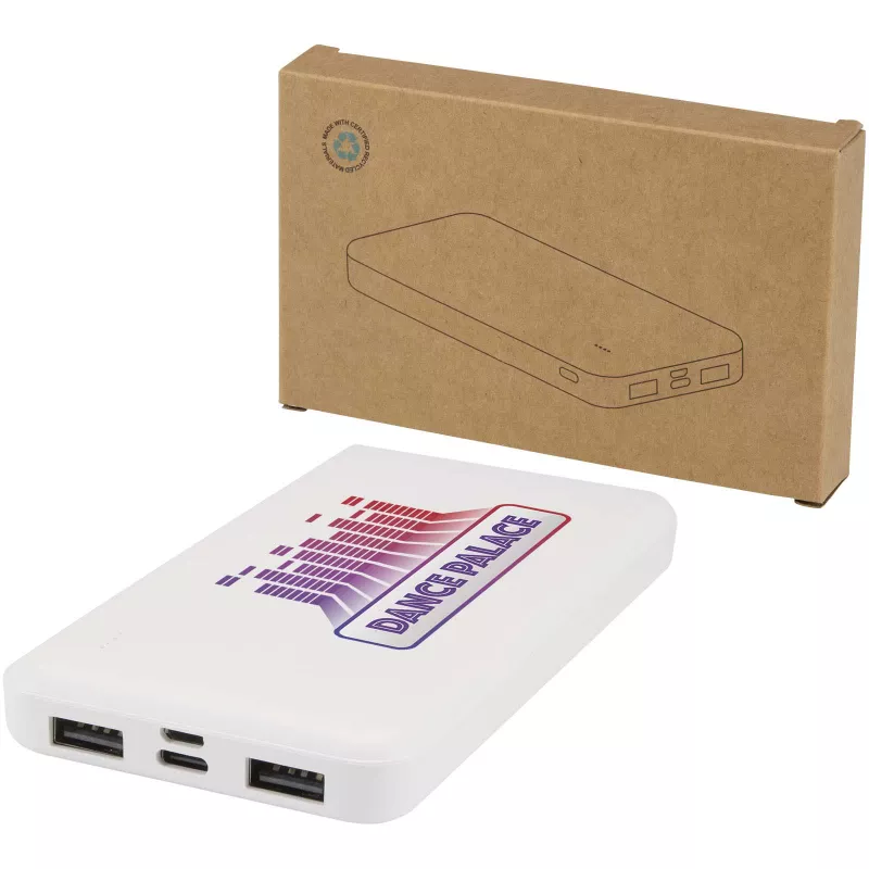 Intan powerbank o pojemności 10 000 mAh i mocy 10 W z tworzyw sztucznych pochodzących z recyklingu - Biały (12445801)