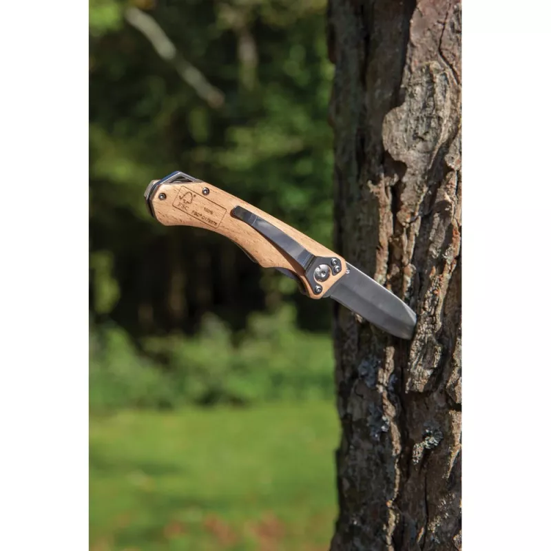 Drewniany nóż składany, scyzoryk - brązowy (P414.059)
