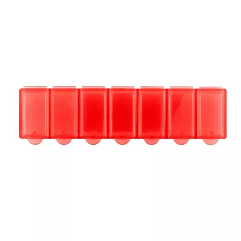 Pojemnik na tabletki z 7 przegrodami - czerwony (V9597-05)