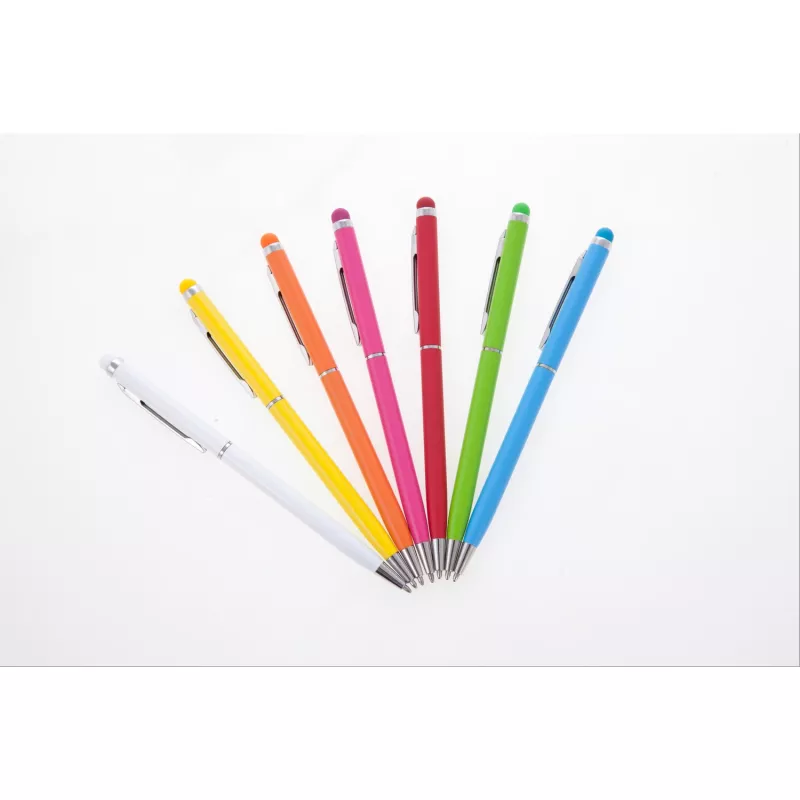 Długopis metalowy matowy z touch pen-em | Dennis - różowy (V1637-21)